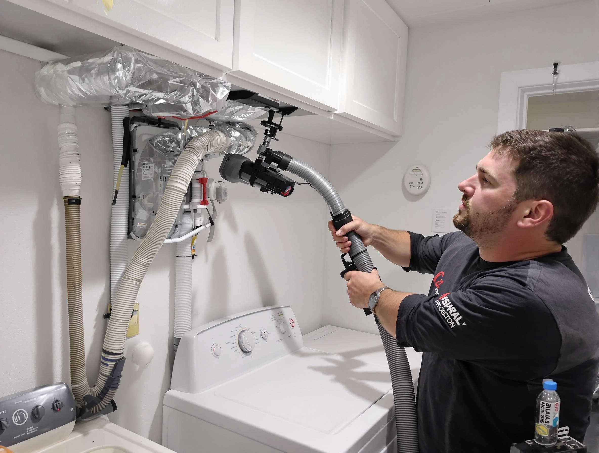 Ken Caryl Dryer Vent Cleaning certified technician performing safety-focused gas dryer vent cleaning in Ken Caryl